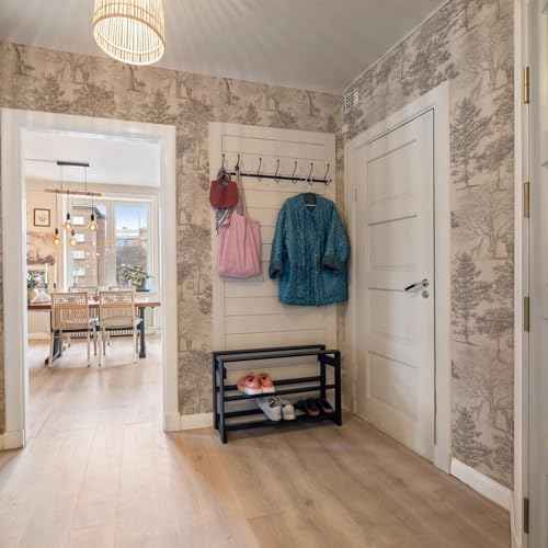 Woodland Wallpaper Peel and Stick- Vintage Beige Forest Tree Mural for Bedroom Living Room Removable Animals Contact Paper Self Adhesive Wallpaper (Cream, 17.3" X 78.74")