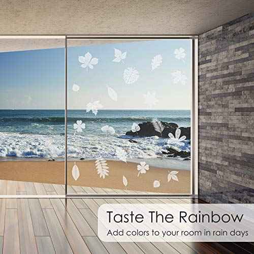 Outus 32 Pieces Leaf Window Strike Prevention Stickers Bird Deterrent Decals Anti Collision Window Clings Hummingbird Butterfly Leaf Shapes Static Stickers Prevent Bird Strikes on Glass