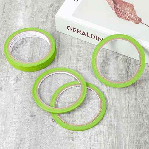 8 Rolls Green Pinstripe Masking Tape 1/8 Inch Width Thin Line Painters Tape for Painting Whiteboard Tapes Pinstriping Paint Tapes for Wall DIY Board Auto Paint