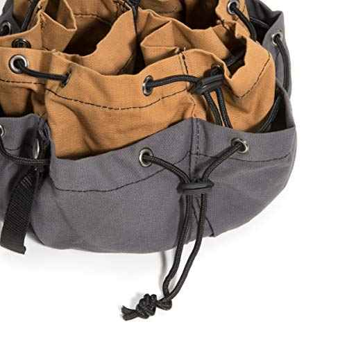 Dickies 12-Pocket Drawstring Work/Tool Bag, Heavy-Duty Drawstrings for Quick-Closure, Snap-Secured Tape Strap, Durable Canvas Construction, Grey/Tan
