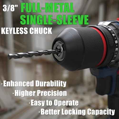 20V Cordless Drill Set, Brushless Power Drill with 2 Batteries and Charger, 3/8-Inch Metal Chuck, 22 Torque Settings, Drill/Driver Bits and Tool Bag Included