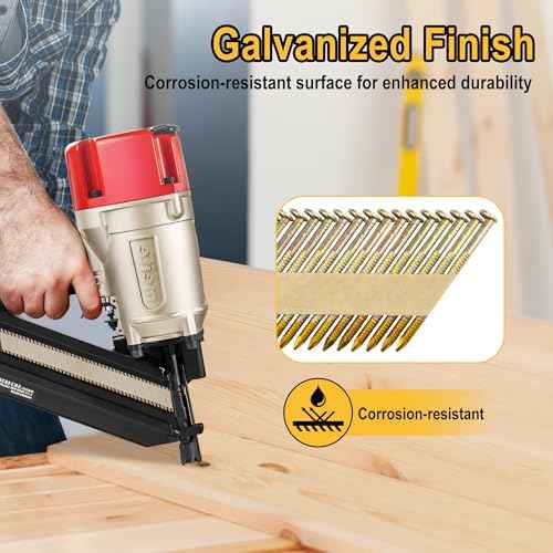 meite 30 Degree Framing Nails 3-Inch x .120-Inch, Ring Shank, Electro-Galvanized Coated, Paper Tape Collated, Offset Round Head Framing Nails for 30-34 Degree Framing Nailers (1,000 Counts)