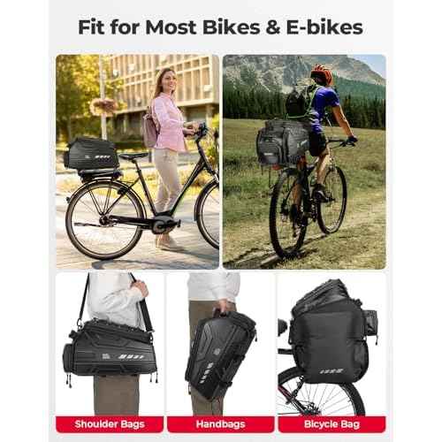 KEMIMOTO Ebike Battery Bag Bike Bags for Rear Rack, 40L Hard Shell Bag with Waterproof Cover, Ebike Trunk Bicycle Seat Pannier for Commuter Travel Outdoor