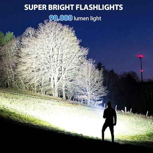 Rechargeable LED Flashlight High Lumens - 99,000 Lumens Super Bright Flash Light with 5 Modes, Waterproof Powerful Linterna Multifunctional Flashlights for Camping