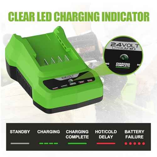 6500mAh 29842 29852 Replacement for Greenworks 24V Battery and Charger for Greenworks 24V Cordless Tools