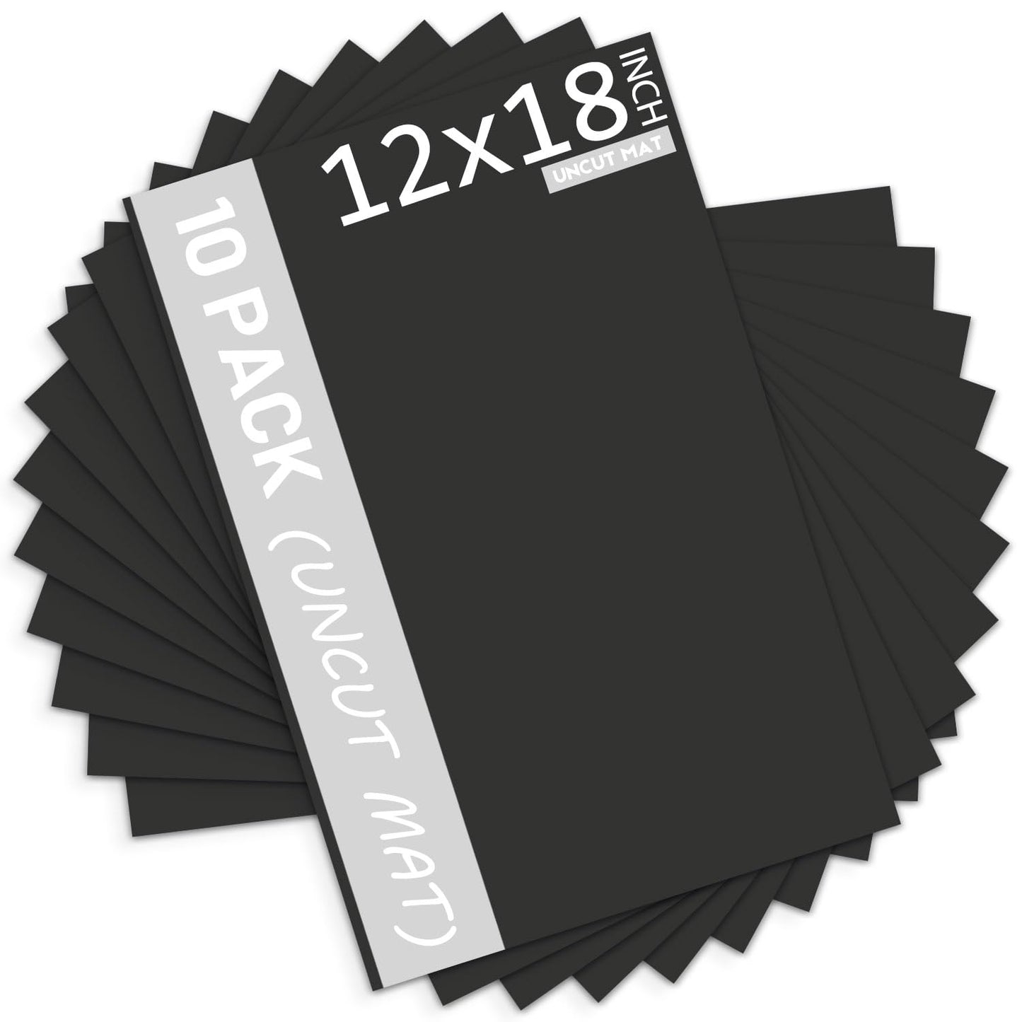 Mat Board Center, 10 Pack 12x18 Black Uncut Mat Boards/Backing Matt Boards for Crafts, Frames, Photos and More