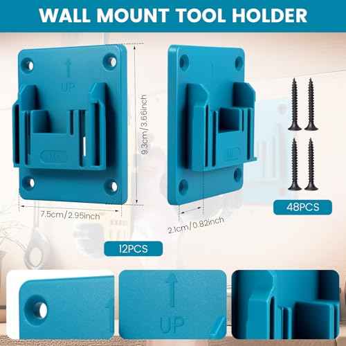 12 Pack Battery Holder Compatible for Makita 18V Battery Mounts Dock Holder, Wall Mount Tool Holder for Workshop Garage