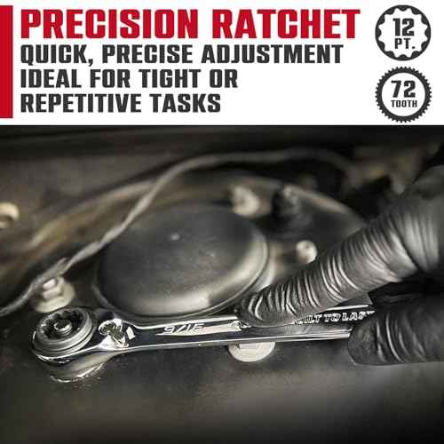 CROM 4-in-1 Reversible Ratcheting Wrench Set - 2 Piece, SAE, Double Box End Ratcheting Speed Wrench Set, 5/16¡±, 3/8¡±, 7/16¡±, 1/2", 9/16¡±, 5/8¡±, 11/16¡±, 3/4¡±, CR-V Steel, Mirror Polished (SAE 2 Piece)