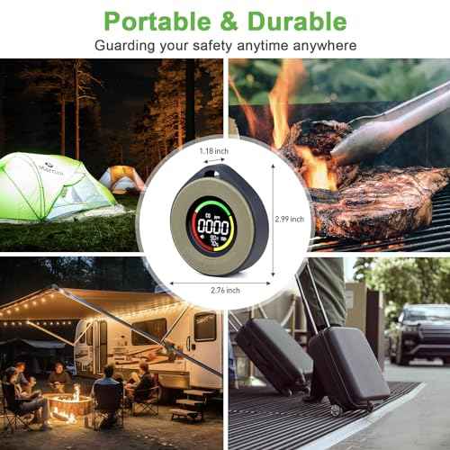 3-in-1 Portable Carbon Monoxide Detector, Professional Rechargeable Real-Time Travel CO Monitor 140HR Standby, Premium Reliable CO Detector with Loud Alarm for Air Safety (Grey/Courage)