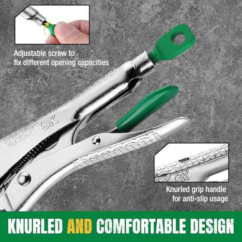 SK 9.5" Long Nose Locking Pliers, Premium CR-V Construction, Ergonomic Anti-slip Handle, Ideal for Welding or Assembly