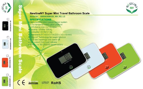 NewlineNY Auto Step On Super Mini Travel Bathroom Scale, 5.25" x 8.5" SBB0638SM: Green