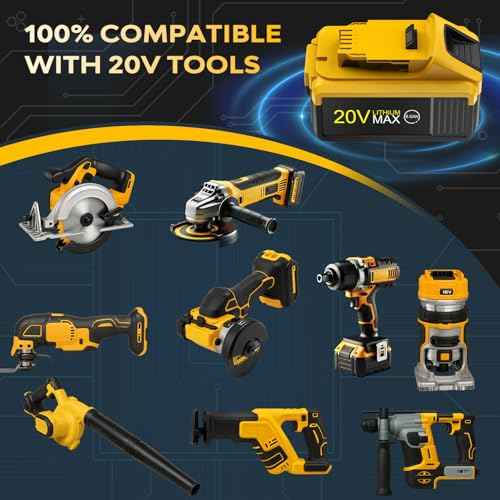 2-Pack 6.0Ah 20V Max Lithium-ion Batteries for Dewalt - Replacement for DCB201, DCB200, DCB205, DCB206, DCB207 dewalt Battery - Compatible with Dewalt 20V Max Battery Tools & Chargers