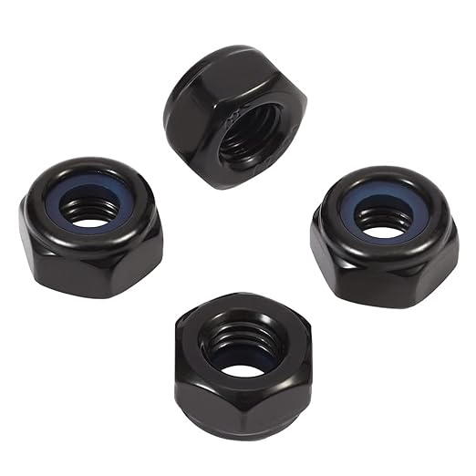 MewuDecor #8-32 Nylon Insert Hex Lock Nuts Locknuts, 304 Stainless Steel 18-8, Black Oxide, 50 PCS
