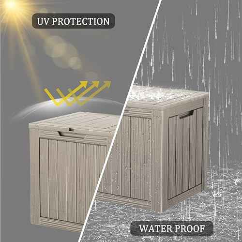 30GAL Brown Outdoor Deck Box with Lock Hole - Waterproof, SGS - Protected from UV, Ideal for Patio and Garden Storage, Can Double as a Comfortable Seat, Easy to Assemble
