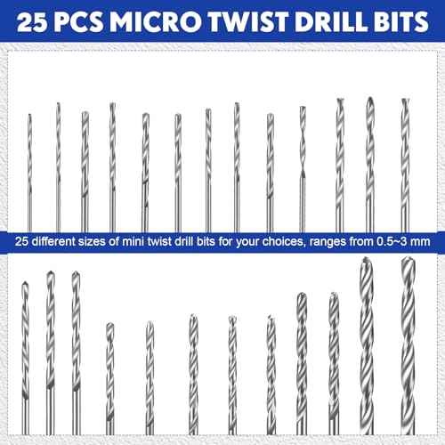 Mudder 36 Pieces Hand Drill Set, Include Pin Vise, Mini and Twist Drills for Craft Carving DIY, 0.3-1.2 mm PCB Drill (Blue)