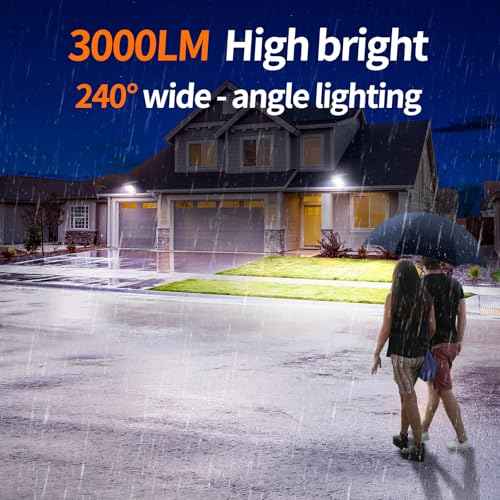 intelamp Solar Street Lights Outdoor Waterproof 3000LM 12500mAh Dual Motion Sensor Dusk to Dawn Security Floodlight Lamp Outside, LED Flood Lighting Exterior with Remote for Parking Lots Patio Yard