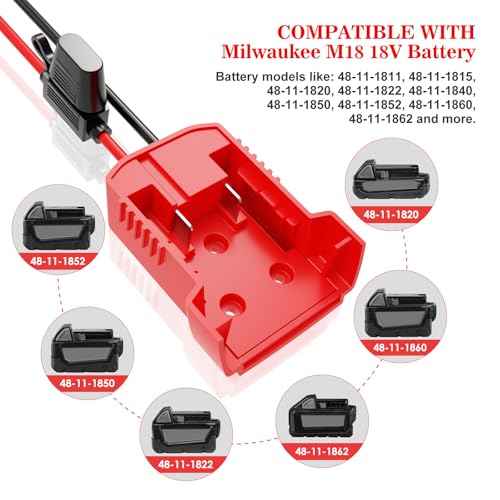 4 Pack Milwaukee M18 Battery Adapter Kit with Fuses, 12AWG Wiring for Power Wheels, DIY RC Cars & Robotics - Convert 18V Tool Battery to Kids Ride-On Toys Truck