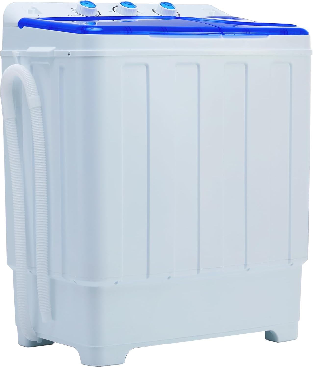 PLENTORA Portable Washing Machine, 28lbs Twin Tub with Drain Pump and Hose, 18lbs Wash 10lbs Spin Cycle, Compact Semi-Automatic Washer and Spinner Combo for Apartments, Dorms, RVs, Camping, Navy