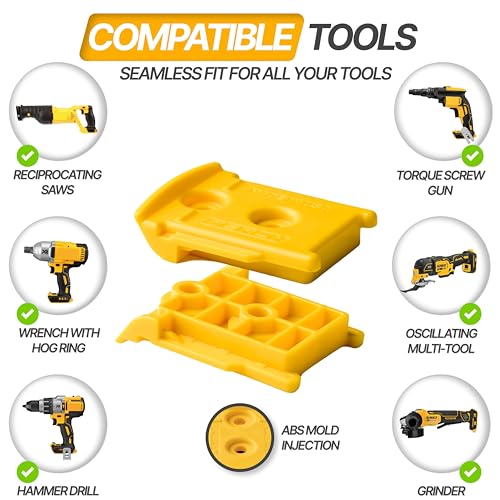 PERCH 9 Pack Tool Holder Wall Mount for DeWalt 20v/60v Cordless Tools - Snap Fit Drill Hanger With 18 Screws - Easy to Install, Screw in and Lock