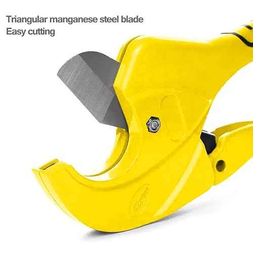 Ratchet PVC Pipe Cutter, for Cutting Up to 1-5/8 inch PVC Pipe and PPR Plastic Hoses, Plumbing Pipe Tool, SK5 Steel Blade and Ergonomic Handle