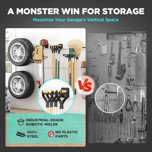 NACIAL 6 Pack Garage Storage System Hooks, Heavy Duty Wall Mount Tool Organizer, Chair Hanger Garage Storage Utility Hooks for Car Tires, Ladders, Chairs, Strollers, Power Tools, Garden Tools - 6 PACK