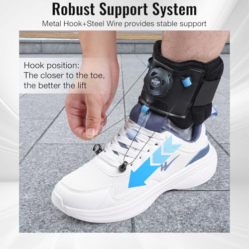 AFO Foot Drop Brace for Walking with Shoes, Upgraded Dial & Thicker Replaceable Wire for Adjustable Dorsiflexion, Ankle Support for Men & Women