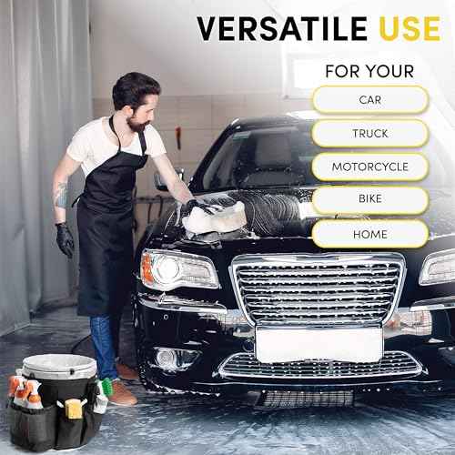 Bucket Caddy with Trash Band: Bucket Caddy for Detailing, Cars, Trucks, Motorcycles, Bikes, & House Cleaning
