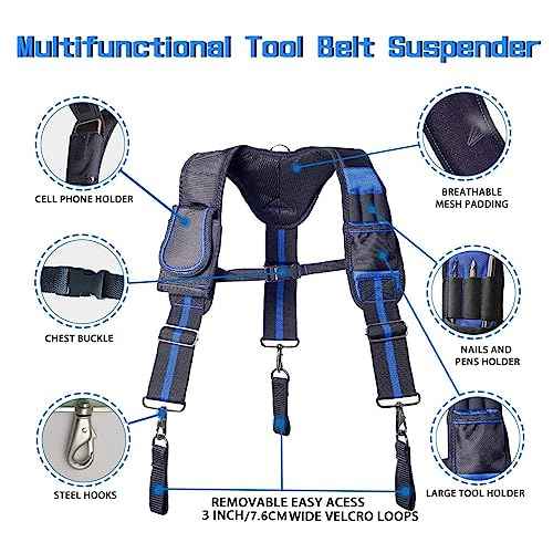 Dr.TOUGH Tool Belt Suspenders for Men Carpenter Tool Belt with Suspenders Padded Tool Belt Suspenders With Magnet Pocket (Without Tools)