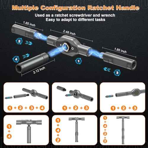 42 In 1 Magnetic Screwdriver Set, Ratcheting Screwdriver Set with Detachable Handle, Multi Magnetic Bits, Portable Repair Tools for DIY, Electronics, Car, Bicycle, Computer(Orange)