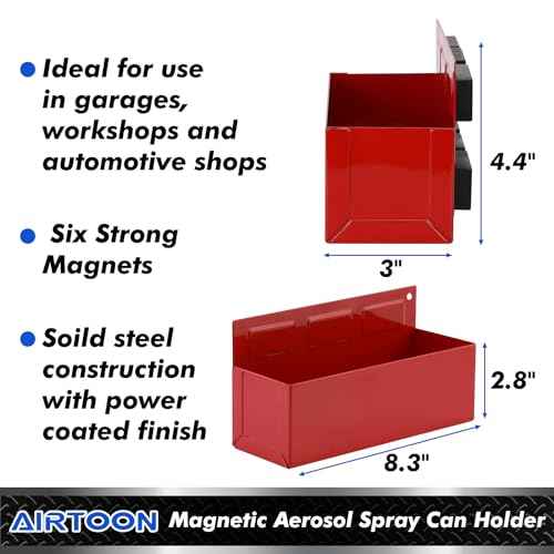 AIRTOON 2PCS Magnetic Aerosol Spray Can Holder, Magnetic Bottle Holder for Garage, Workspace and Home, Red and Black