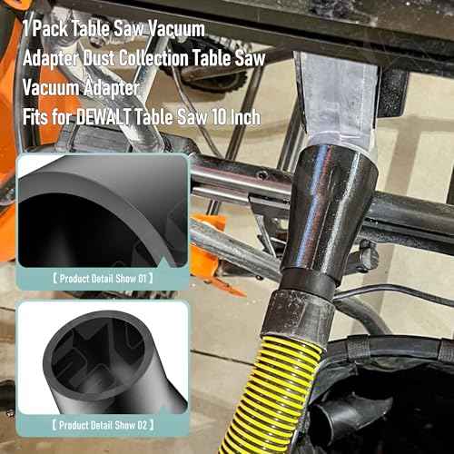 Table Saw Vacuum Adapter 2 1/2" Outlet | Dust Collection Adapter for DeWalt Table Saw DWE7491 DWE7485 - Easy to install, Black