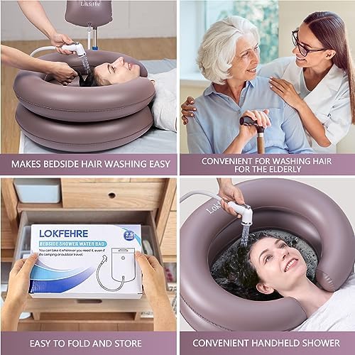 Bedside Shower Water Bag - 2.5 GL Portable Water Shower Bag For Hair Washing In Bed. Use with Inflatable Shampoo Basin, Inflatable Hair Washing Basin, Inflatable Bathtub For Elderly(Brown)