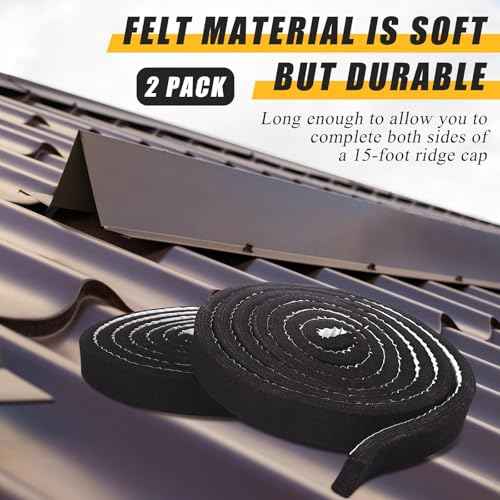 2 Pcs Metal Roofing Universal Vented Ridge Closure Strips 2 W x 25' L (50'l Total) Closure Self Adhesive Roof Panel Felt Tape Waterproof Windproof Seal for Metal Panels Insulation Weather Barrier