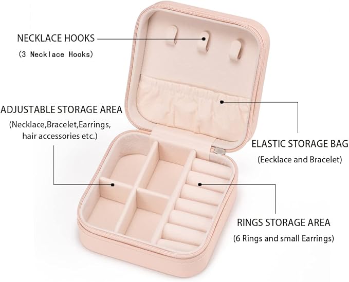 3pack/PU Leather Travel Jewelry Case, Mini Jewelry Box, Small Jewelry Organizer Portable Display Storage Case for Rings Earrings Necklace Bracelet Bangle, for Girls Women (3 Color)