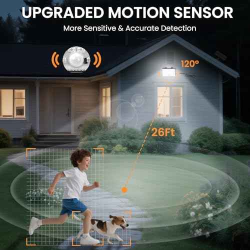 Outdoor Solar Lights, Split Solar Motion Sensor Outdoor Lights with Remote Control, IP65 Waterproof Solar Lights, 3500LM LED 3Modes Flood Lights for Yard,Patio,Barn,Garage, 4 Pack
