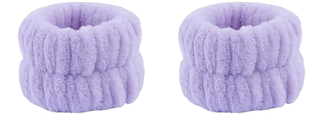 5-Piece Spa Gift Set Ã¢ÂÂ Purple Facial Headbands, Wristbands & Hair Clip, One-Size Skincare Accessories for Makeup, Face Washing & Self-Care