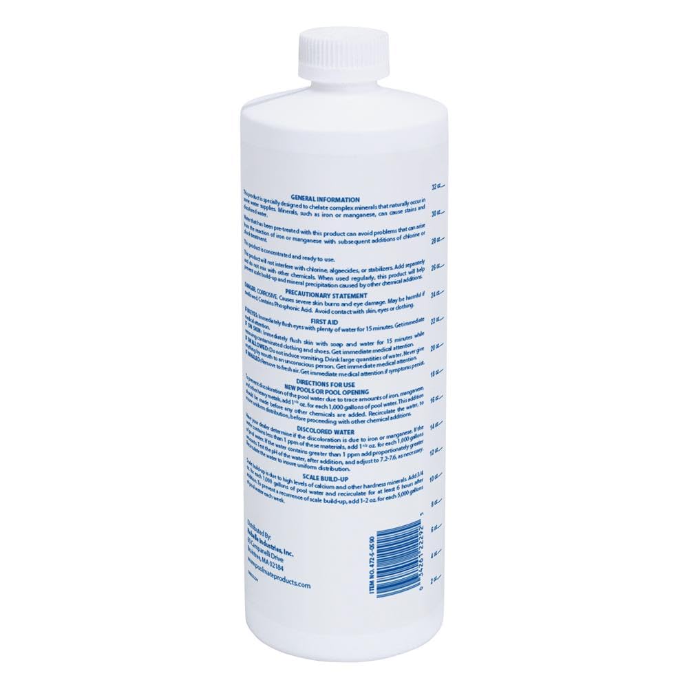 Pool Mate 1-Quart 2-Pack Premium Metal Out Stain and Mineral Inhibitor, Pool Metal Remover, Stain Remover, Made in USA