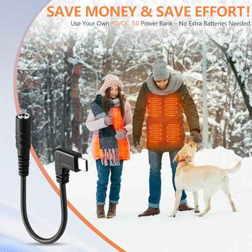 Saillong 1 Pack 12V Heated Jacket Battery Adapter, Battery Step Up Adapter Charger Type-C Compatible with M12, Craftsman, AEG Gear