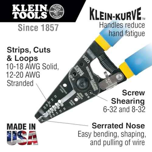 Klein Tools D2139NE11055 Pliers Set, Made in USA, with Lineman's Side Cutting Pliers and Copper Wire Stripper/Cutter, High-Leverage, 2-Piece