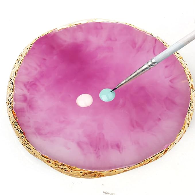 2 Pcs Resin Nail Art Palette, Nails Art Painting Mixed Color Palettes Gold Edge Nail Holder Nails Art Display Board Easter Gifts for Women Easter Basket Stuffers