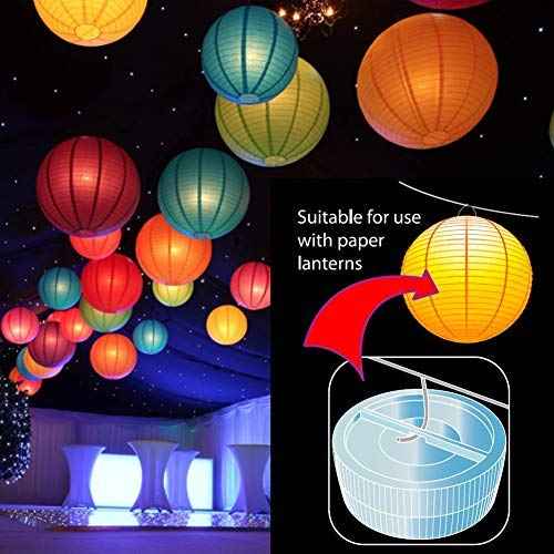 Paper Lantern Lights Battery Operated Remote Hanging Led Lanterns Light with Hook Super Bright RGB White Warm White 15 Days Standby, 36 hours Constant On for Lantern Tent Lighting(10 lights+2 remotes)