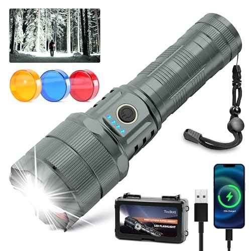 Flashlights High Lumens 990000 LED Rechargeable Tactical Flashlight Zoomable 3 Modes Fast Charging IPX6 Waterproof Super Bright Handheld Flashlights for Camping Hiking Outdoor and Gift