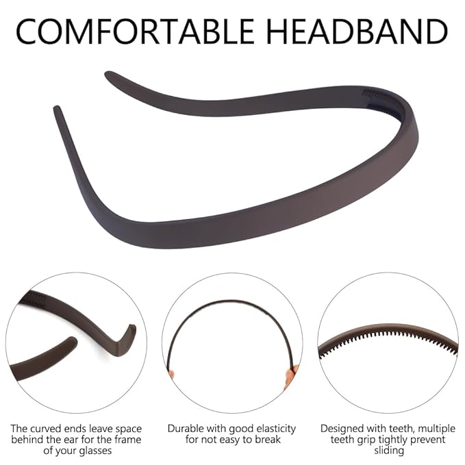 TOBATOBA Headbands for Glasses Wearers - No Pressure, No Headache - Non Slip Square Headbands for Women & Girls, 6 Pcs