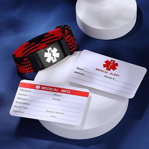 Personalized Sport Medical Alert Bracelets for Women Men - Custom Medical ID Bracelets with Free Engraving - Hook and Loop/Elastic/Stainless Steel/Silicone Watch Wristband Emergency Bracelet
