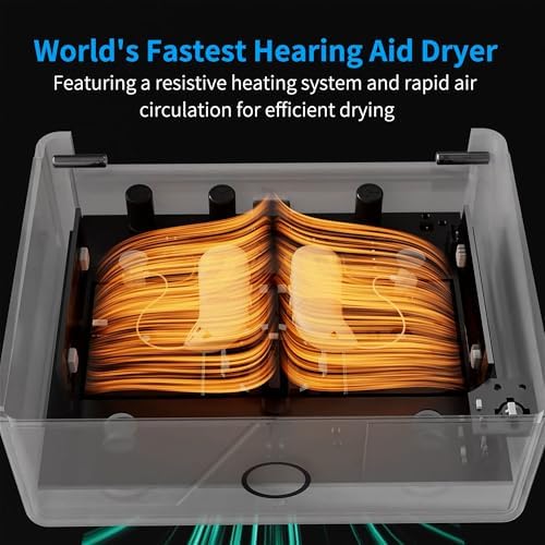 Hearing Aid Dryer, World's Fastest Dehumidifier for Hearing Aids Amplifier, UV-C Ultraviolet Light Cleaner Box, 30-min Quick Dry Ultra-Silent Portable for Seniors Adults