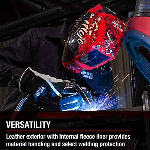 Lincoln Electric Welders Leather Drivers Gloves | Top Grain & Split Leather | Cotton Liner | Medium | K3770-M, White