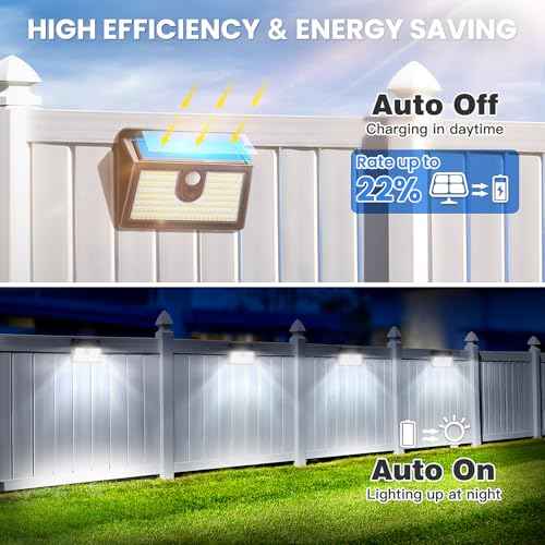 [10 Packs] Solar Motion Sensor Outdoor Lights, Super Bright Solar Lights Outdoor Waterproof, 3 Lighting Modes Security Wall Light for Outside Walking Dog Fence Backyard Deck Garden Door Step Garage