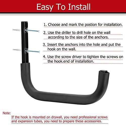 Heavy Duty Garage Storage Hooks, 12.4 Inch Ladder Storage Hanger, Wall Mount Utility Hook for Outdoor Indoor Organizer Folding Chairs, Bike, Tools, Water Pipes
