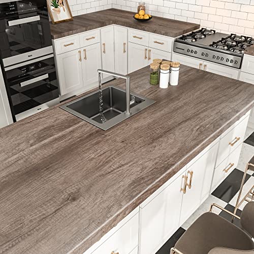 AbaBoorty 85''x15.8'' Classic Gray Oak Wood Wallpaper Peel and Stick Wood Look Vinyl Wrap for Cabinets Shelves