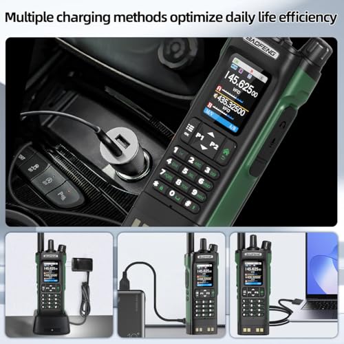 BAOFENG UV-32 Radio Ham Radio Handheld 10W Long Range Rechargeable NOAA Weather Receiver 5RM K5 Tactical Two Way Radio Walkie Talkie for Adults with GPS,USB-C Charging for Hunting Survival Gear,2Pack